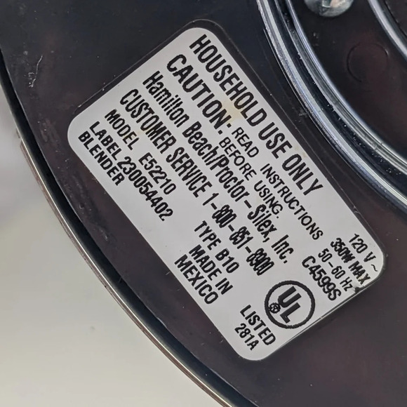 Hamilton Beach Blender 350 Watt Model E52210 Black Base Motor Only - Picture 8 of 9